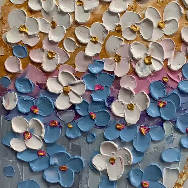 Modern Flower Tree Painting | Blue & White Wall Art #AA 298