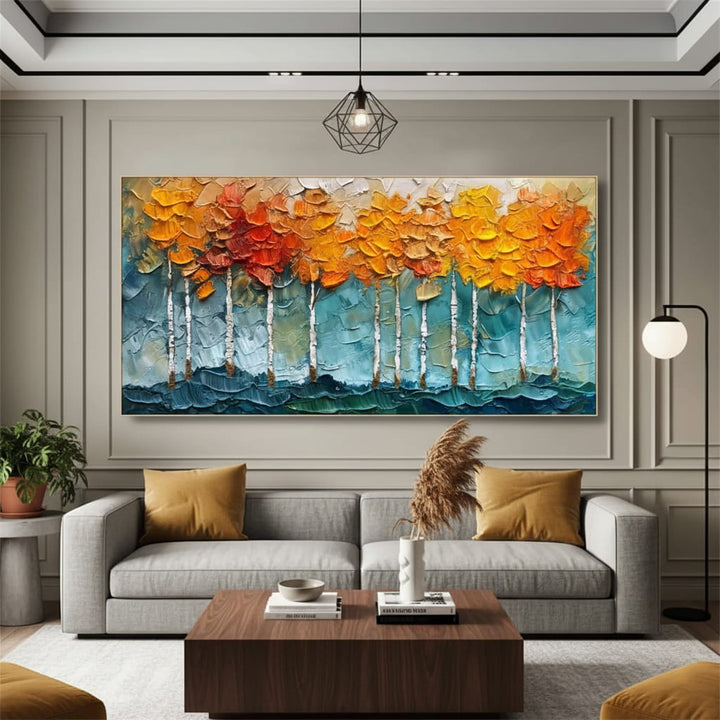 Autumn Ember – Textured Tree Hand-Painted Oil Painting