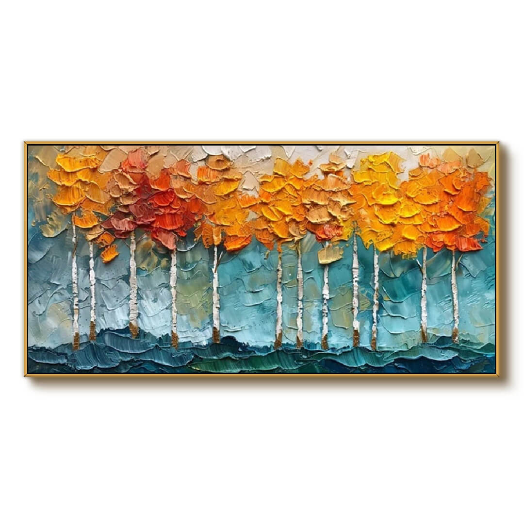 Autumn Ember – Textured Tree Hand-Painted Oil Painting
