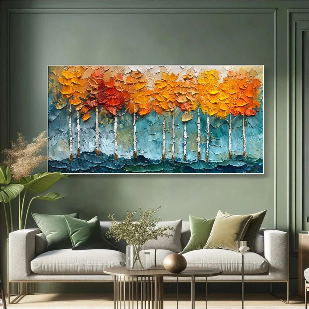 Autumn Ember – Textured Tree Hand-Painted Oil Painting