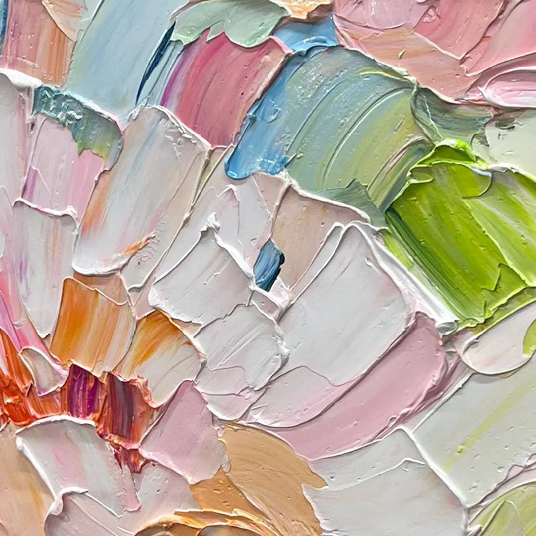 BLOSSOM CHORALE: Textured Impressionist Floral Diptych Oil Painting