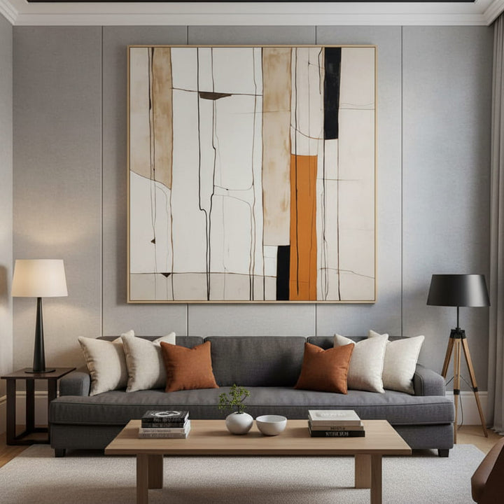 Amber Intersections – Abstract Hand-Painted Oil Painting