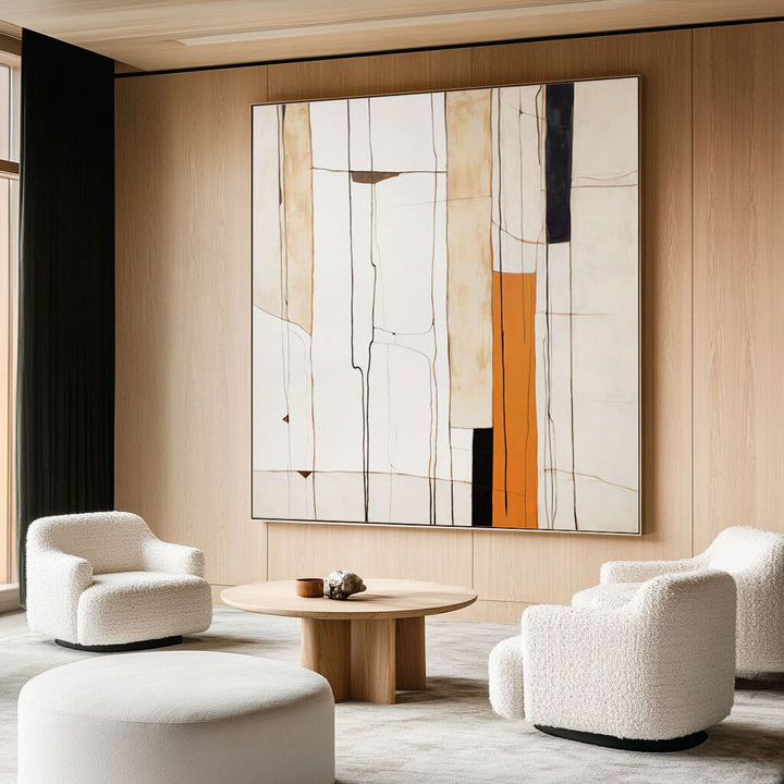 Amber Intersections – Abstract Hand-Painted Oil Painting