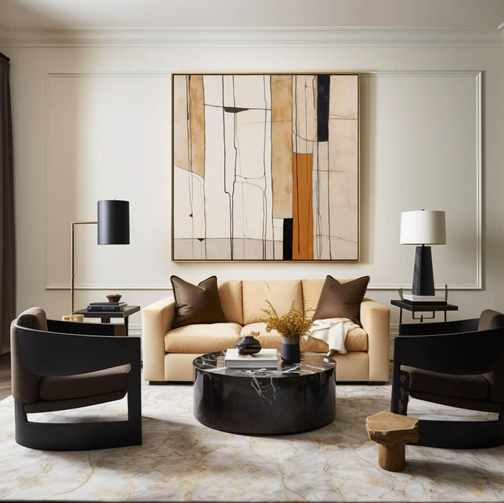 Amber Intersections – Abstract Hand-Painted Oil Painting