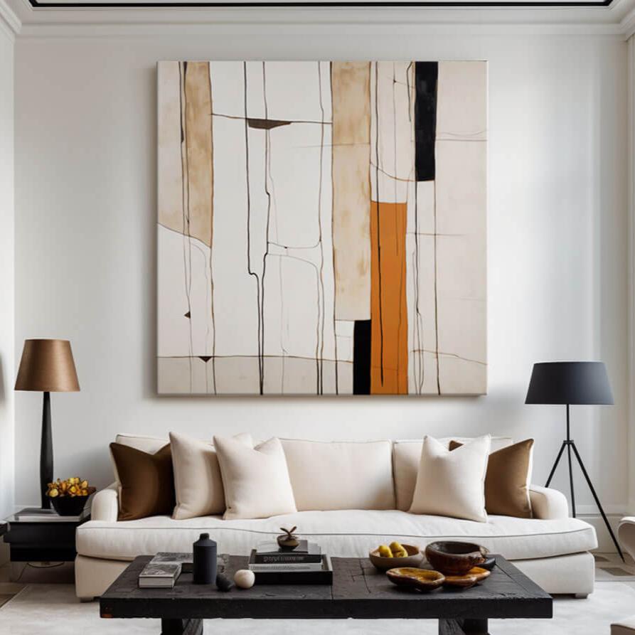 Amber Intersections – Abstract Hand-Painted Oil Painting