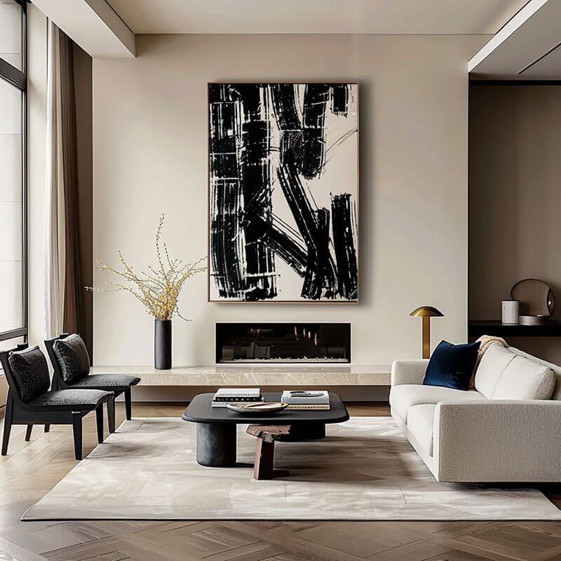 Calligraphy Stroke – Abstract Hand-Painted Oil Painting