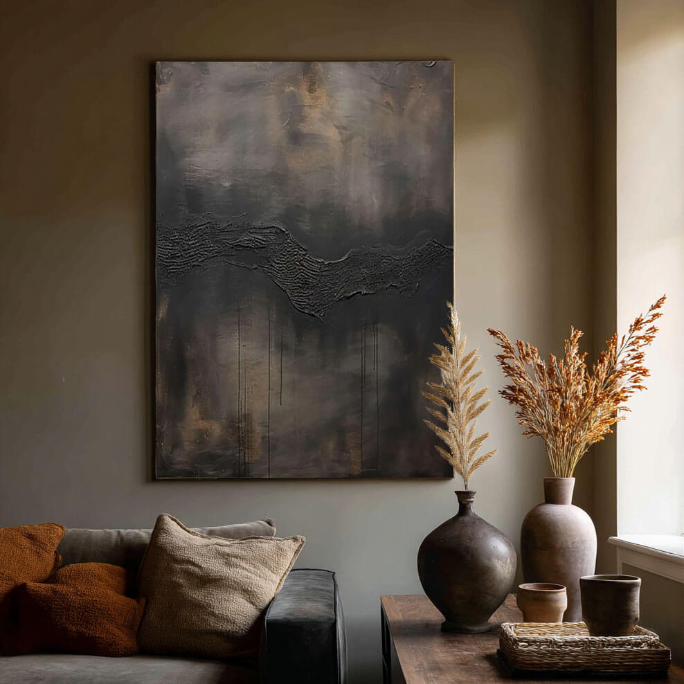 Chthonic Divide – Textured Abstract Hand-Painted Oil Painting