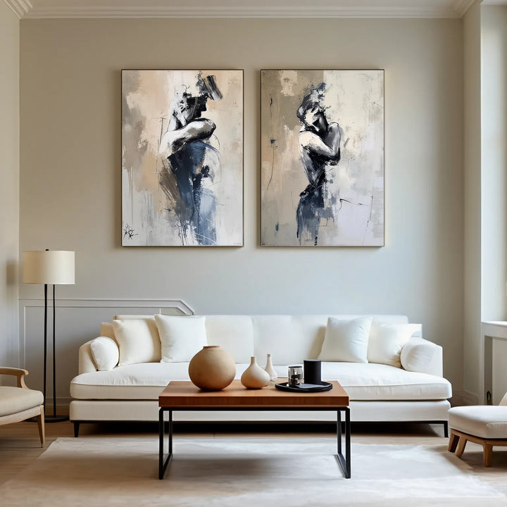 Emotional Duet – Abstract Figurative Hand-Painted Oil Painting Set