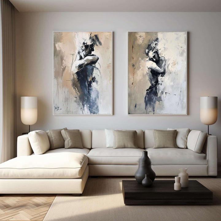 Emotional Duet – Abstract Figurative Hand-Painted Oil Painting Set