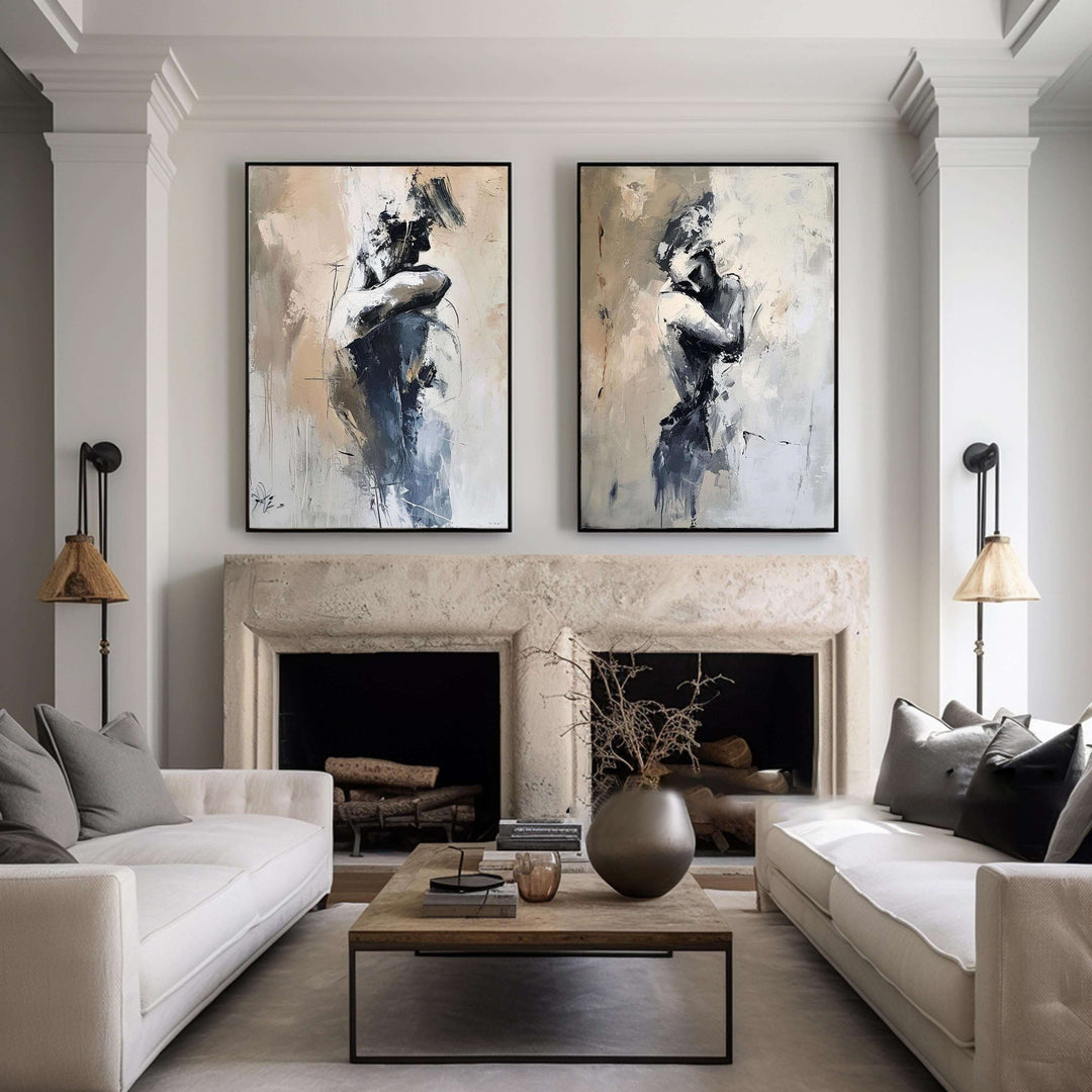 Emotional Duet – Abstract Figurative Hand-Painted Oil Painting Set