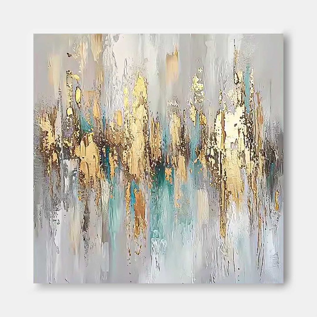 Veridian Gilt – Abstract Textured Hand-Painted Oil Painting