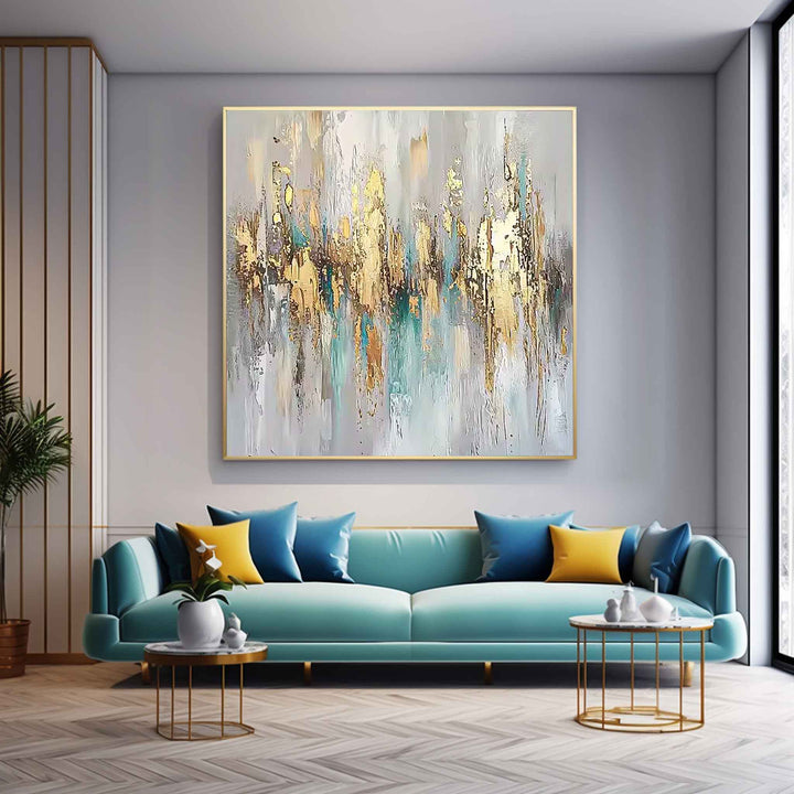 Veridian Gilt – Abstract Textured Hand-Painted Oil Painting