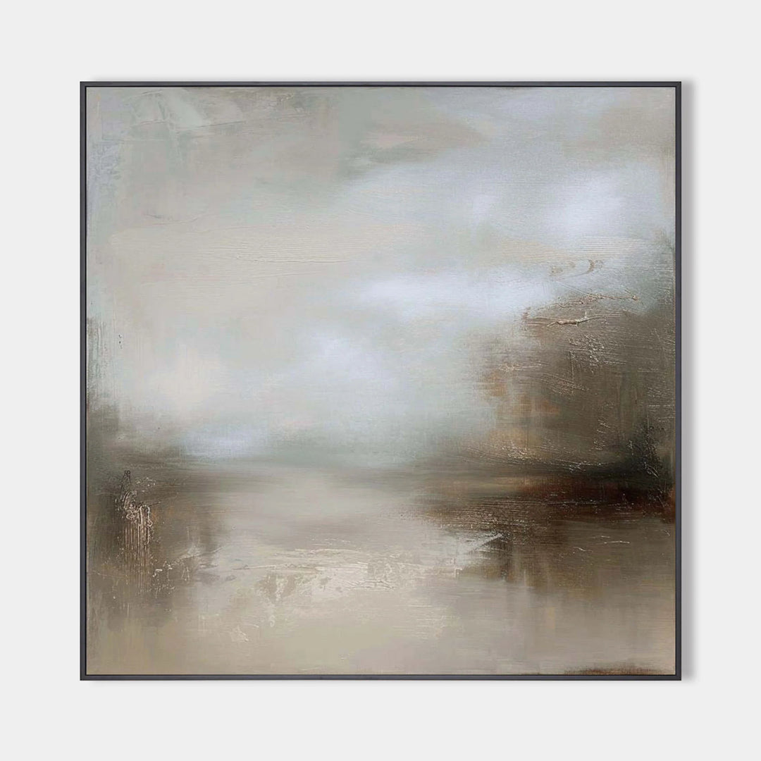 Ethereal Seclusion – Neutral Abstract Hand-Painted Oil Painting