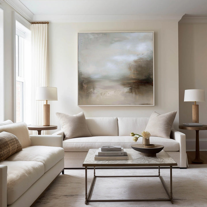 Ethereal Seclusion – Neutral Abstract Hand-Painted Oil Painting