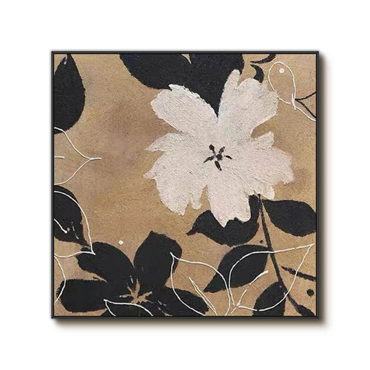 Sepia Magnolia – Abstract Floral Hand-Painted Oil Painting