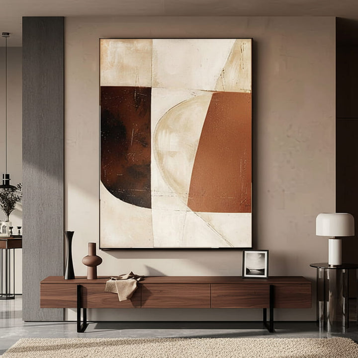 Terra Cotta Geometry – Abstract Hand-Painted Oil Painting