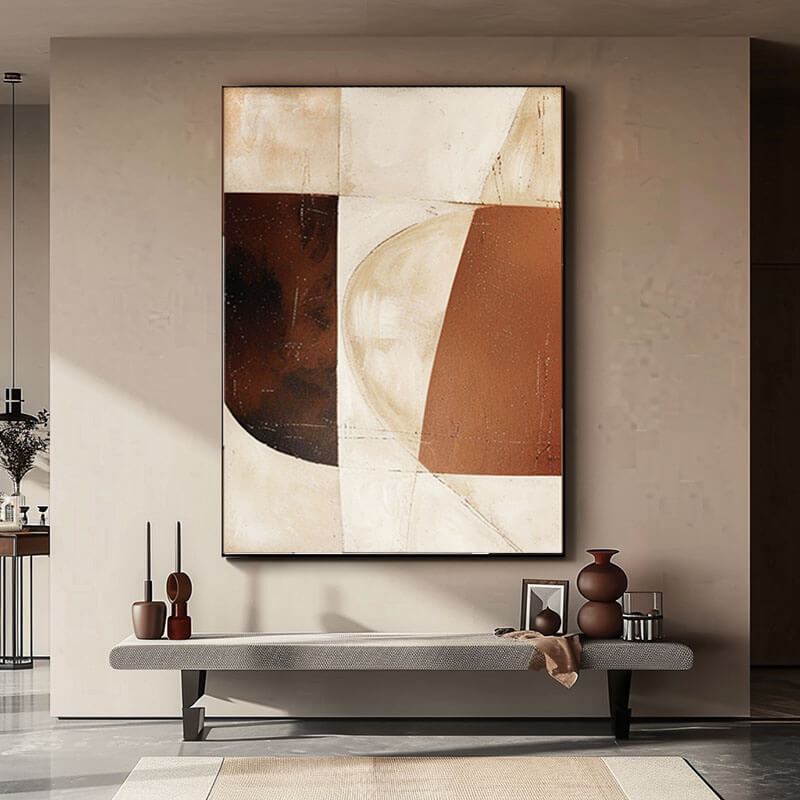 Terra Cotta Geometry – Abstract Hand-Painted Oil Painting
