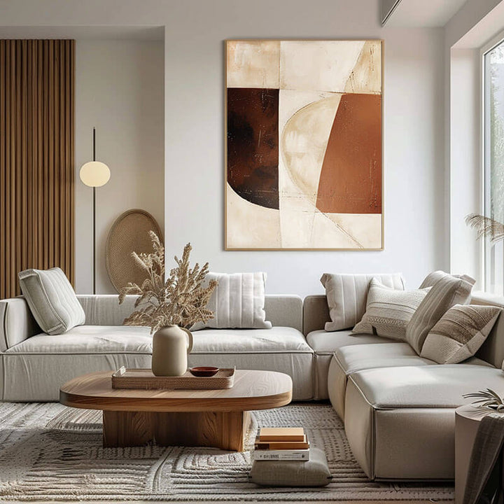 Terra Cotta Geometry – Abstract Hand-Painted Oil Painting