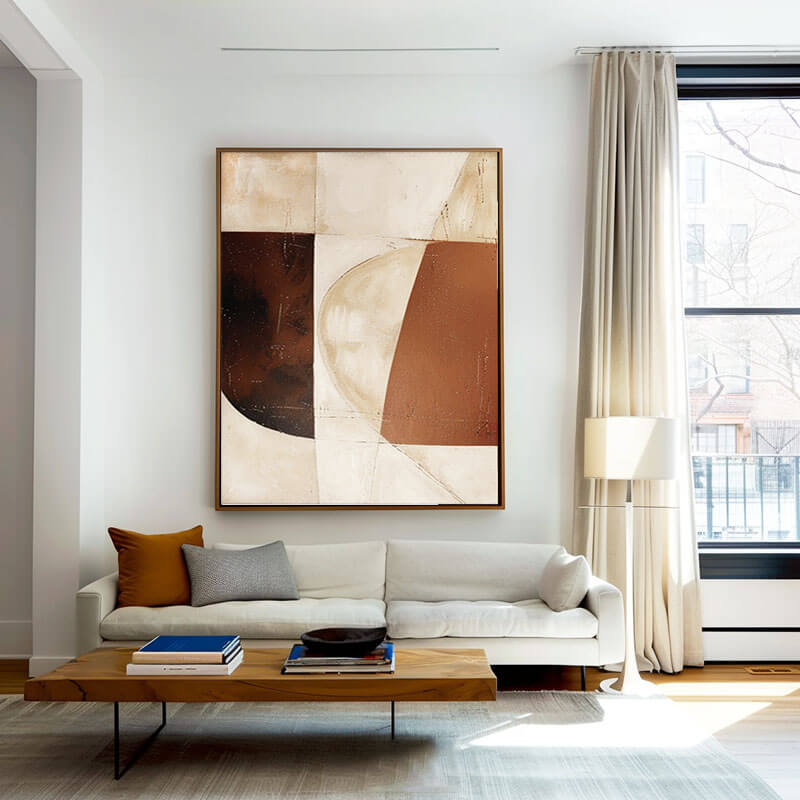 Terra Cotta Geometry – Abstract Hand-Painted Oil Painting