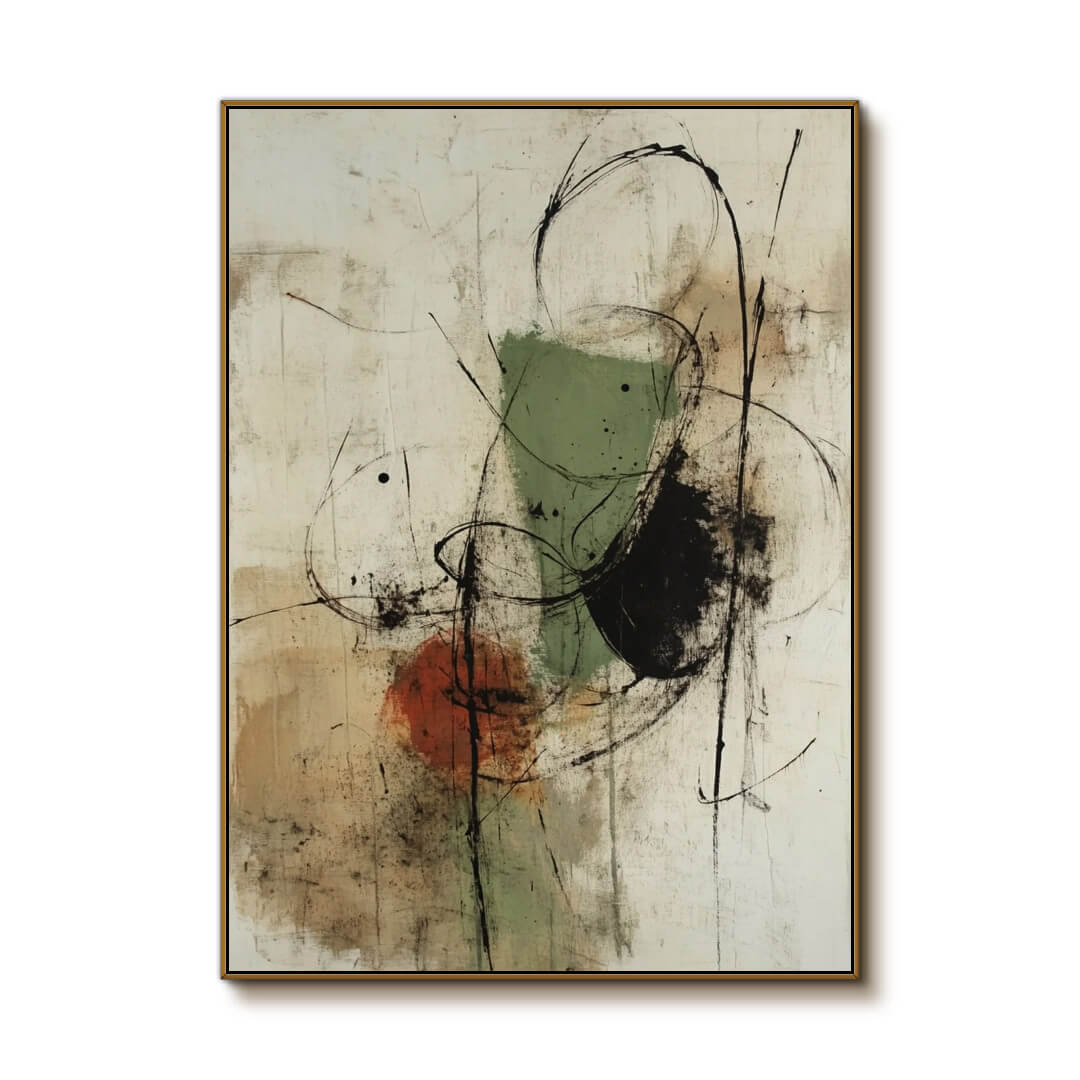 Veridian Trace – Gestural Hand-Painted Oil Painting