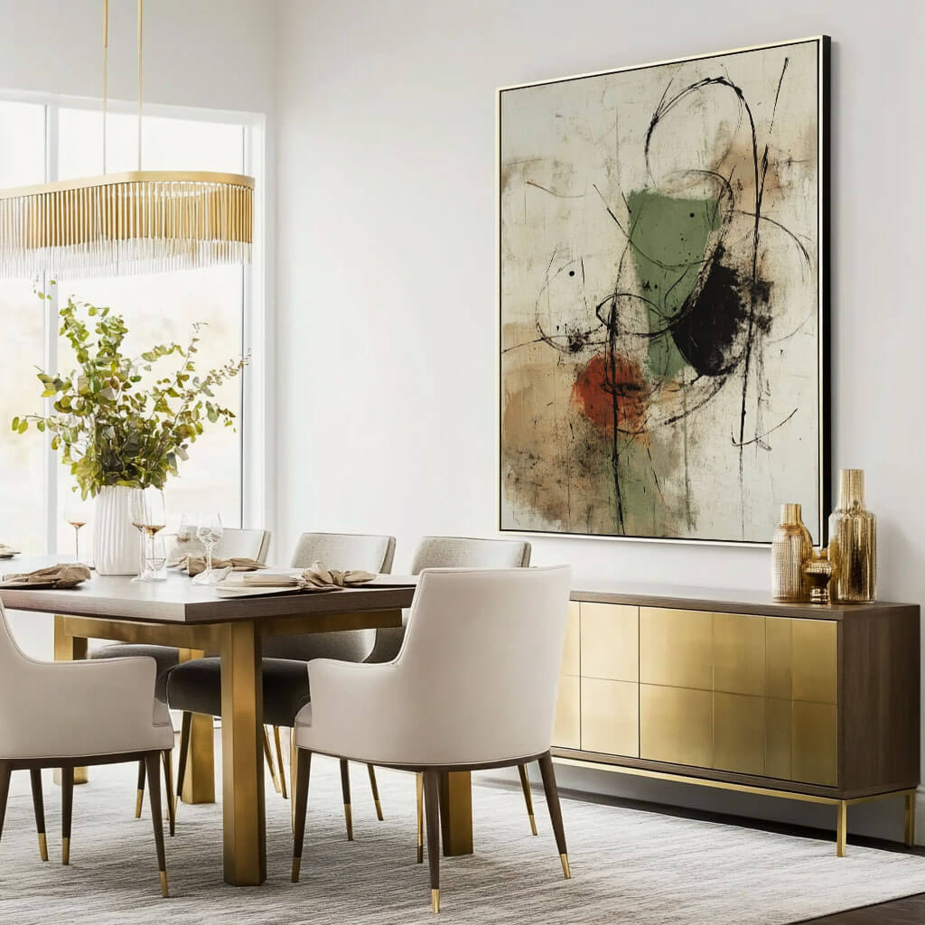 Veridian Trace – Gestural Hand-Painted Oil Painting