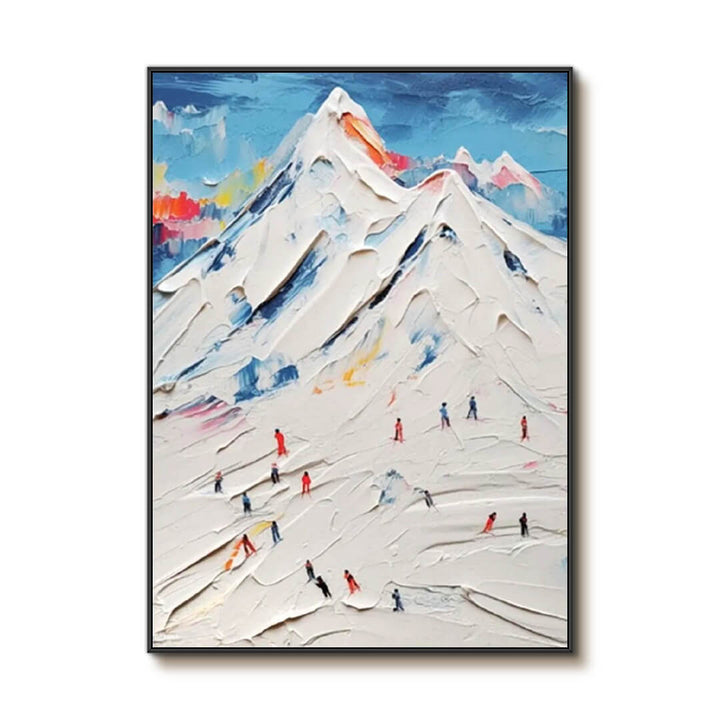 Alpine Impasto – Textured Ski Hand-Painted Oil Painting