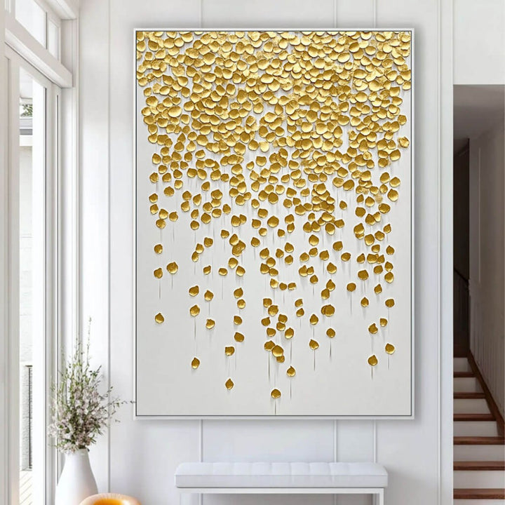 Auric Cascade – Gold Textured Hand-Painted Oil Painting