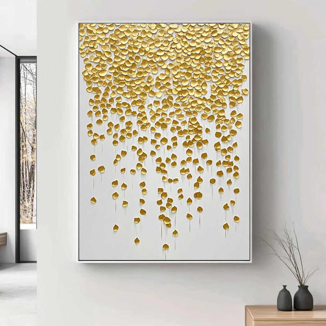 Auric Cascade – Gold Textured Hand-Painted Oil Painting