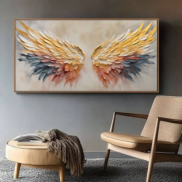 Auric Span – Textured Wing Hand-Painted Oil Painting