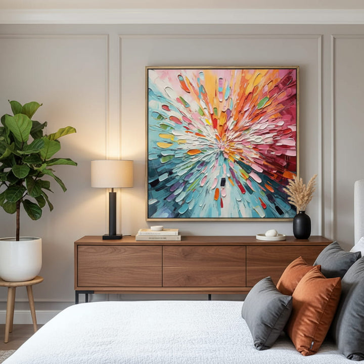 Chromatic Burst – Radial Hand-Painted Oil Painting