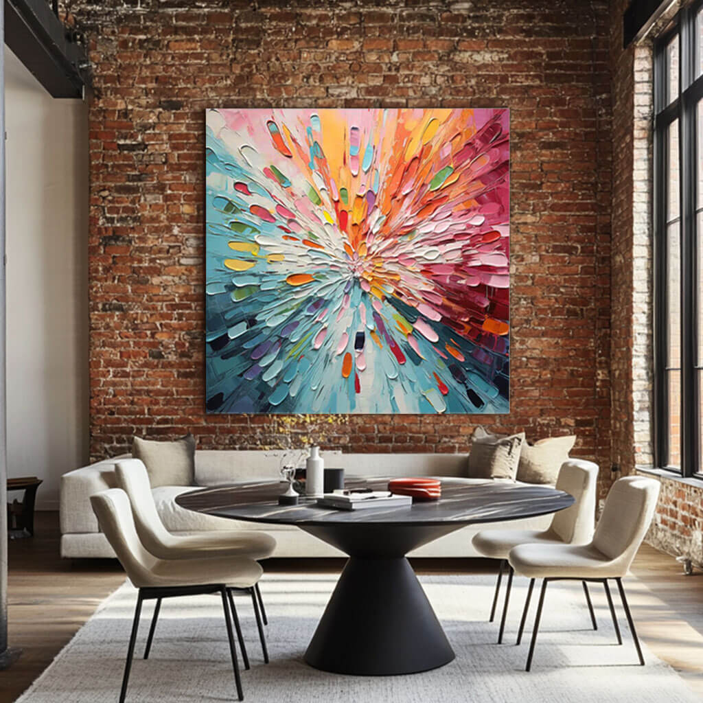 Chromatic Burst – Radial Hand-Painted Oil Painting