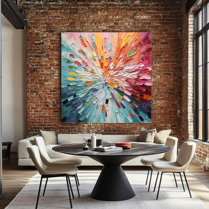 Chromatic Burst – Radial Hand-Painted Oil Painting
