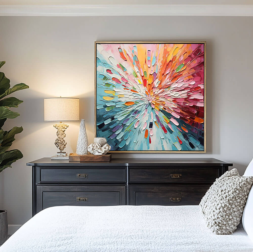 Chromatic Burst – Radial Hand-Painted Oil Painting