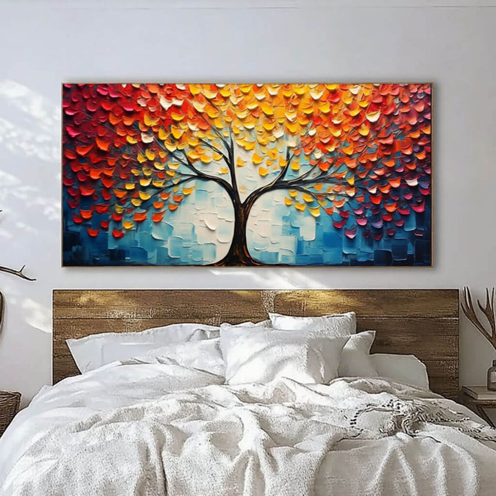 Ember Bloom – Textured Tree Hand-Painted Oil Painting