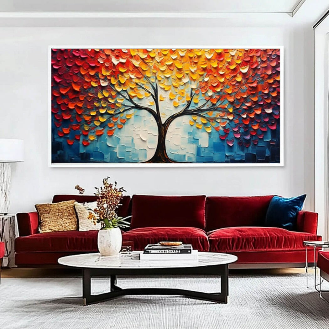 Ember Bloom – Textured Tree Hand-Painted Oil Painting