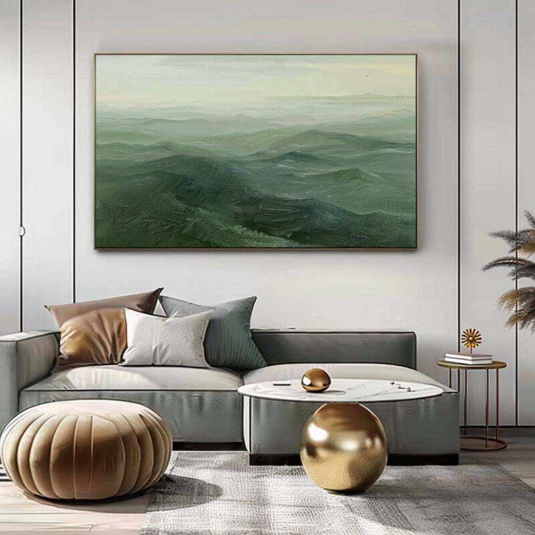 Emerald Tides – Abstract Landscape Hand-Painted Oil Painting