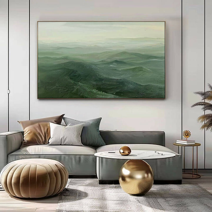 Emerald Tides – Abstract Landscape Hand-Painted Oil Painting