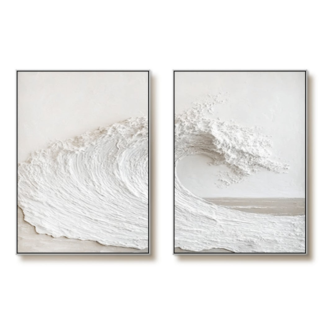 Foam Sculpture – Textured Wave Hand-Painted Diptych