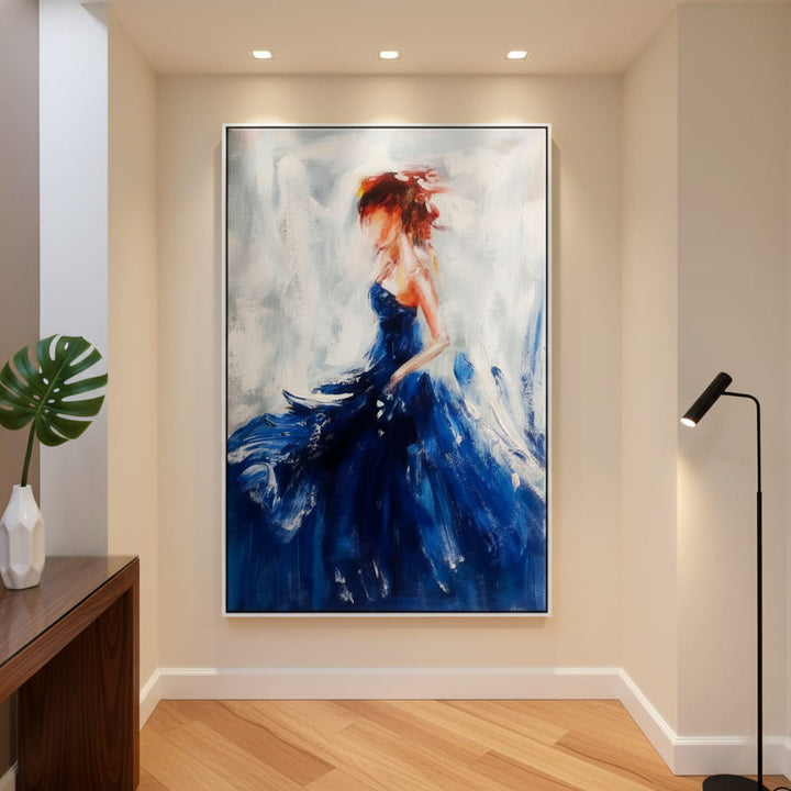 Midnight Waltz - Abstract Dancer in Dynamic Blue