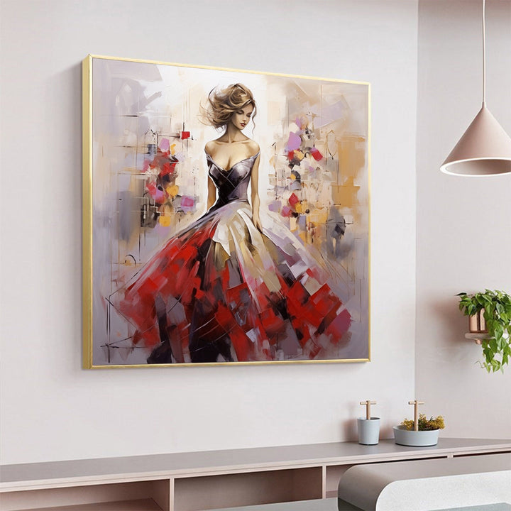 Scarlet Gala - Figurative Abstract Woman Painting