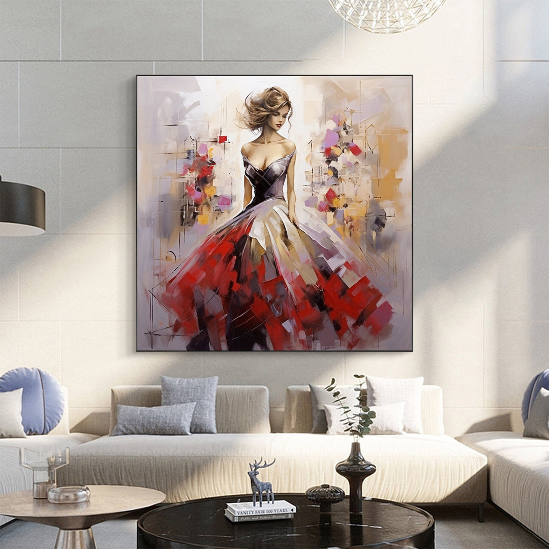Scarlet Gala - Figurative Abstract Woman Painting