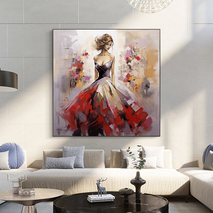 Scarlet Gala - Figurative Abstract Woman Painting