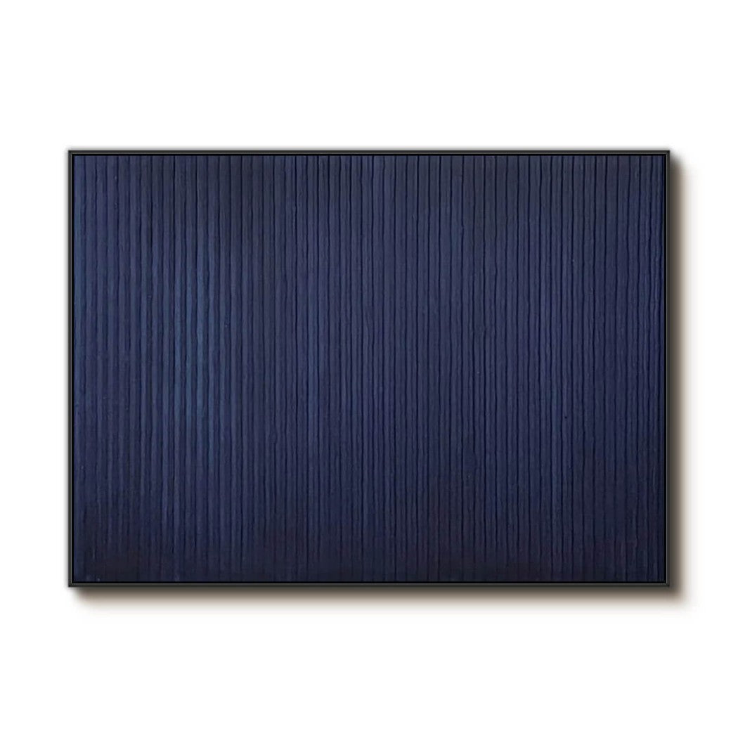 Midnight Pleat – Textured Indigo Hand-Painted Oil Painting