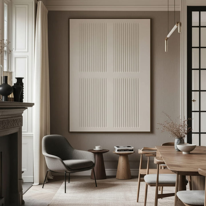 Quad Grid Relief – Minimalist Hand-Painted Oil Painting