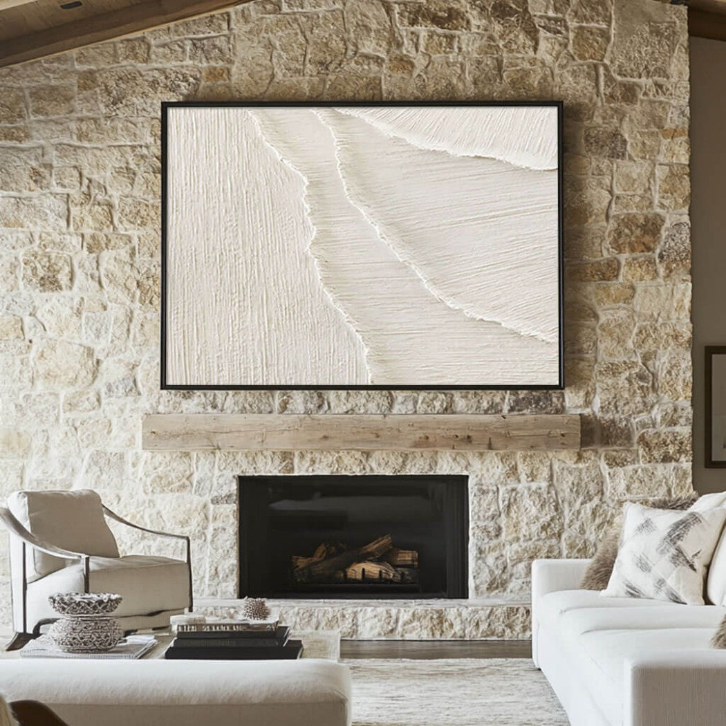 Monochrome Tide – Textured Hand-Painted Oil Painting