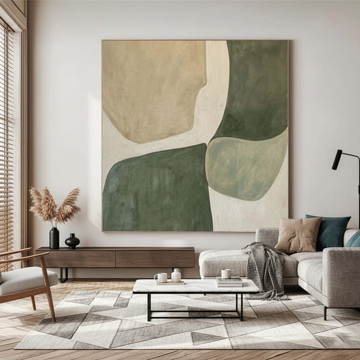 Mossy Alignment – Abstract Hand-Painted Oil Painting