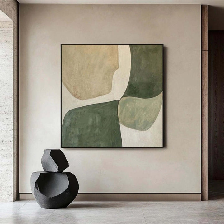 Mossy Alignment – Abstract Hand-Painted Oil Painting