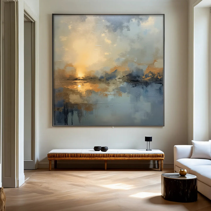 Solstice Glow – Abstract Landscape Hand-Painted Oil Painting