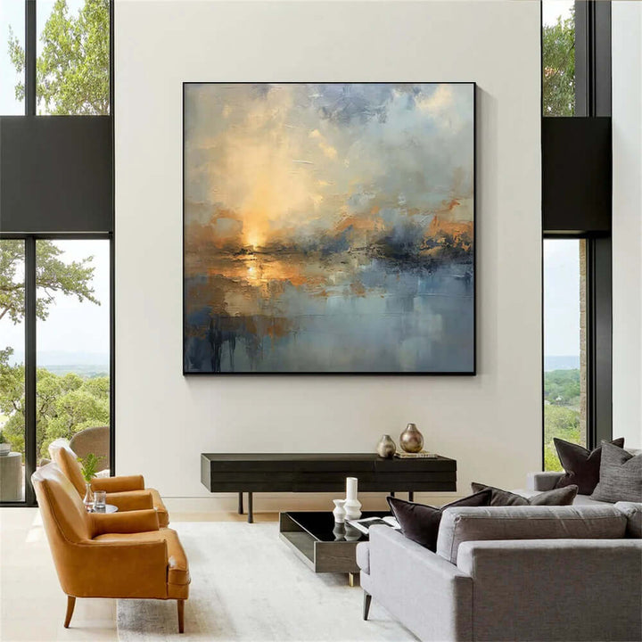 Solstice Glow – Abstract Landscape Hand-Painted Oil Painting