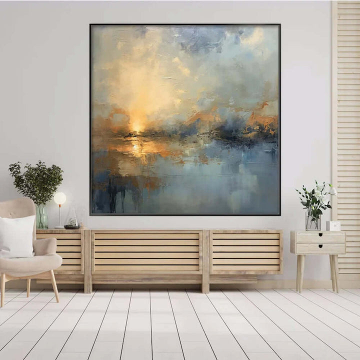 Solstice Glow – Abstract Landscape Hand-Painted Oil Painting
